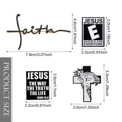 Image of 4PCS Jesus Pin,Christian Pins Enamel Lapel Pin,Jesus Pins for Backpacks Hat Jacket,Religious Belief Cross Lapel Brooch for Women Christmas Jewelry Bags Clothing Decoration