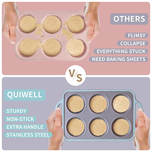 Quiwell Silicone Muffin Pan, Cupcake Pan, Silicone Baking Cups, Bap Free Cupcake Mold For Homemade Muffins, Cupcakes, Quiches And Frittatas (6 Cups Green) #TOP2