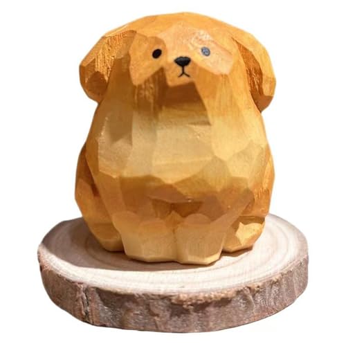 Estatua de Madera Golden Retriever Amarilla Pequeña miniatura 2