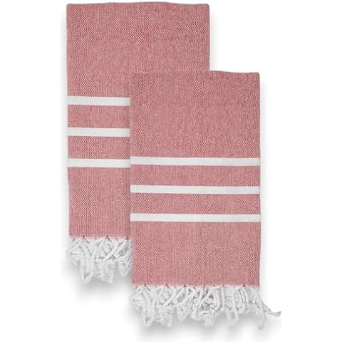MyMesken Turkish Hand Towels - 100% Cotton, 18 x 40 inches - Decorative Kitchen and Bathroom Hand Towels- Set of 2 Cover