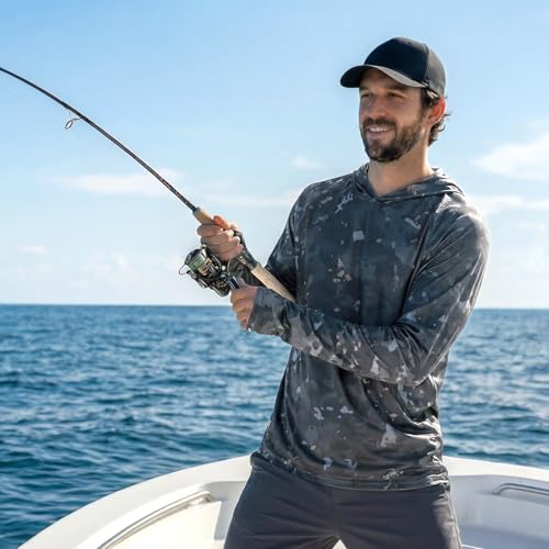 LOOGU Men's UPF 50+ Sun Protection Hoodie Shirt Long Sleeve Lightweight, Rash Guard SPF T-Shirts for Fishing Hiking — view 3