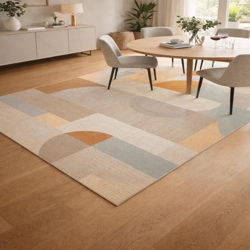 Tapis moderne 150x150 cm multicolore lavable et antidérapant