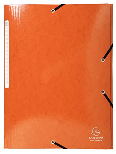 Exacompta – Ref 55836E – Iderama Collection – elastisk mapp med 3 flikar – lämplig för A4-dokument, 425 gsm glansig belagd pressskiva, FSC-certifierad – orange (paket med 25)