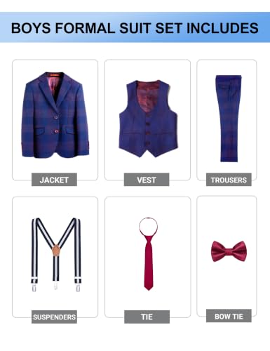 Boys Formal Suit Slim Fit Tuxedo Ring Bearer Outfit Royal Blue Size 10 - image 2