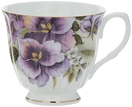Gracie Bone China 11-Piece Tea Set, Purple Pansy #TOP5