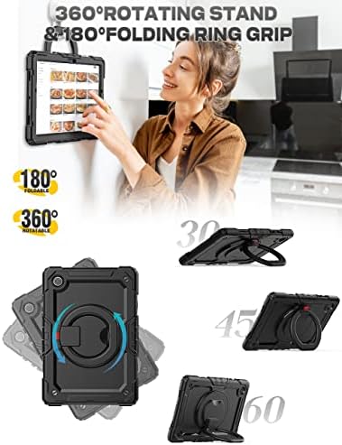 SEYMAC stock for Samsung Galaxy Tab A8 Case 10.5'' with Screen Protector Pen Holder [360 Rotating Stand] & Shoulder Strap, Drop-Proof Case for Samsung Galaxy Tab A8 2022 SM-X200/X205/X207 (Black)