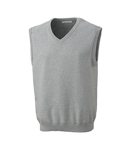 Cutter & Buck Big and Tall Men's Broadview V-Neck Sweater Vest | Athletic Grey Heather 4X