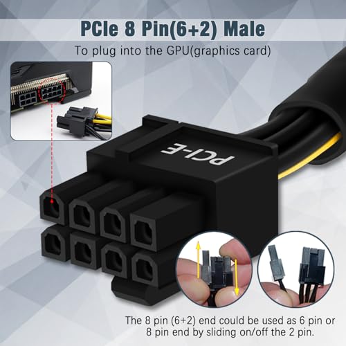 Cable PCIe para Corsair PSU adaptador de corriente ATX CPU de 8 pines macho a doble 8 pines 6+2 3