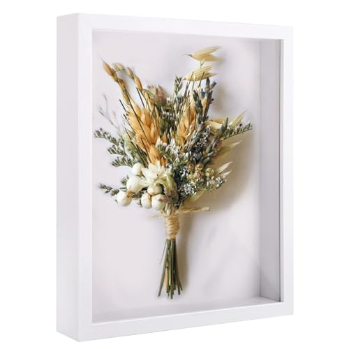 Marco de Fotos 3D 25 X 20 CM, Marco de Objetos de 3 CM, Marco Profundo Para Fotos Reales, Obras de Arte, Souvenirs, Regalos de Bodas, Medallas (Blanco)