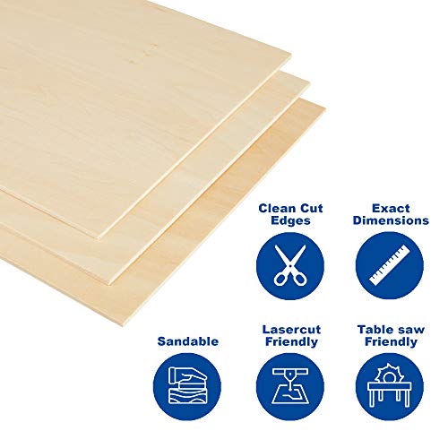 CRAFTIFF Plywood Board Basswood Sheets 1/16 inch, Thin Natural Unfinished Wood for Crafts, Hobby and Model Making – 1.5mm (5 Sheets) - Thumbnail 3