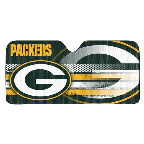 Image of Fanmats NFL Windshield Sun Auto Shade, Sun Shield Sun Visor Accordion tri-fold for Storage 59 inch x 29.5 inch, Colorful Team Design