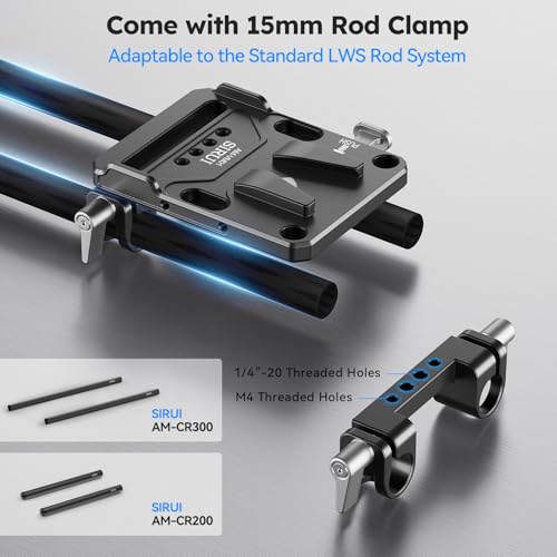 Sirui V-Lock Base and Wedge Kit, Universal V Mount Battery Plate with Dual 15mm Rod Clamp for Camera Power Supply, Quick Release Set with Multi Mounting Points, AM-VM01 by Sirui - Used condition - Image 8