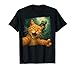 Cat Selfie T-Rex Chase Funny Dinosaur Meme Graphic Art T-Shirt