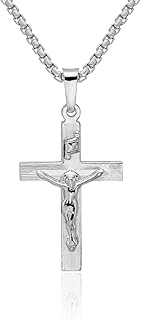 IceCarats 14K Solid White Gold Inri Lord Jesus Christ Crucifix Holy Cross Necklace Religious Chain Pendant Charm