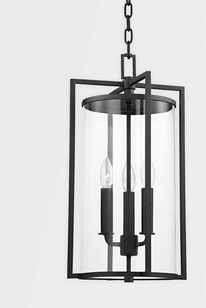 Troy Lighting Percy 11" Exterior Hanging Lantern | Texture Black Finish | Clear Glass Shade | Outdoor 3-Light Hanging Lantern | Made of Aluminum and Glass | 11" W x 20.5" H | F1146-TBK