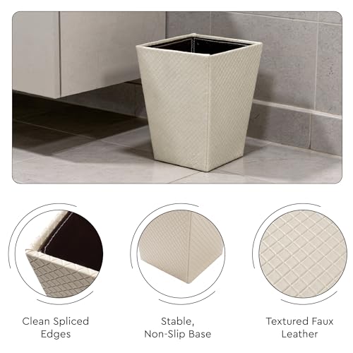 Image of Encasa XO Leather Dustbin for Home | 3 L (15x19 cm)(Small) Waste Bin for Bedroom, Washrooms, Kitchens Office, Hotel | Noise free, Floor Safe Trash Can | Textured Leather Garbage Bin - Cream