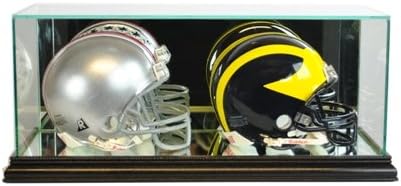 Perfect Cases DBMH-B Double Mini Football Helmet Display Case, Black