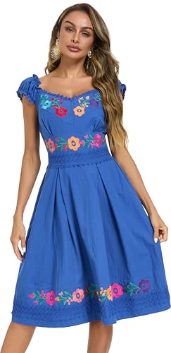 Image of Women's Mexican Dress Embroidered Causal Lace Party Dress