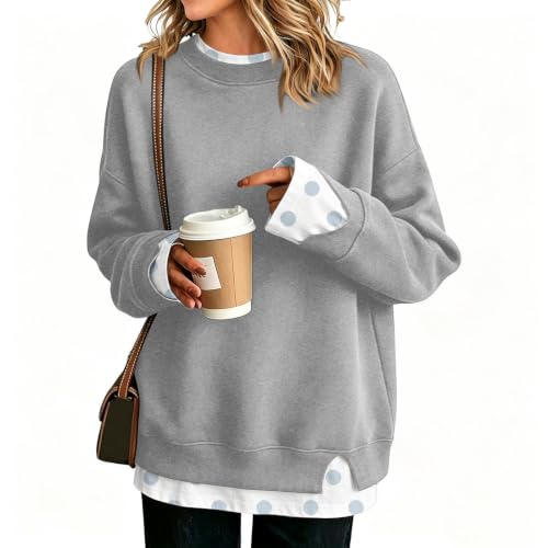 Layered Sweatshirt for Women Y2K Polka Dot Print Fall 2026 Womens Fashion - image 2