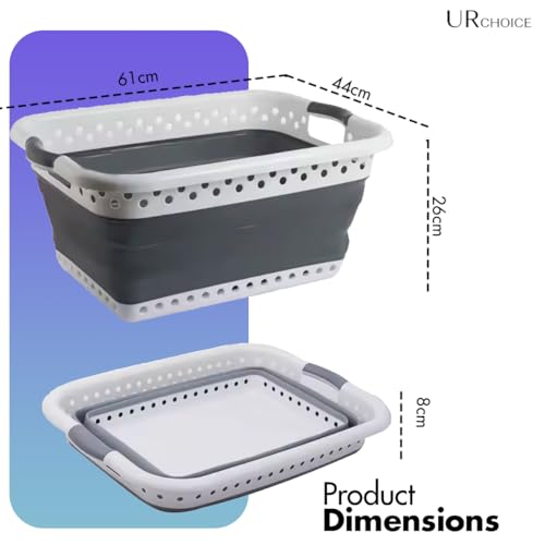 UR CHOICE 40L Collapsible Laundry Basket | Space Saving Foldable Pop Up Plastic Storage Container or Organizer for Clothes, Toys, and More, Durable and Comfort Grip Handles - Image 3