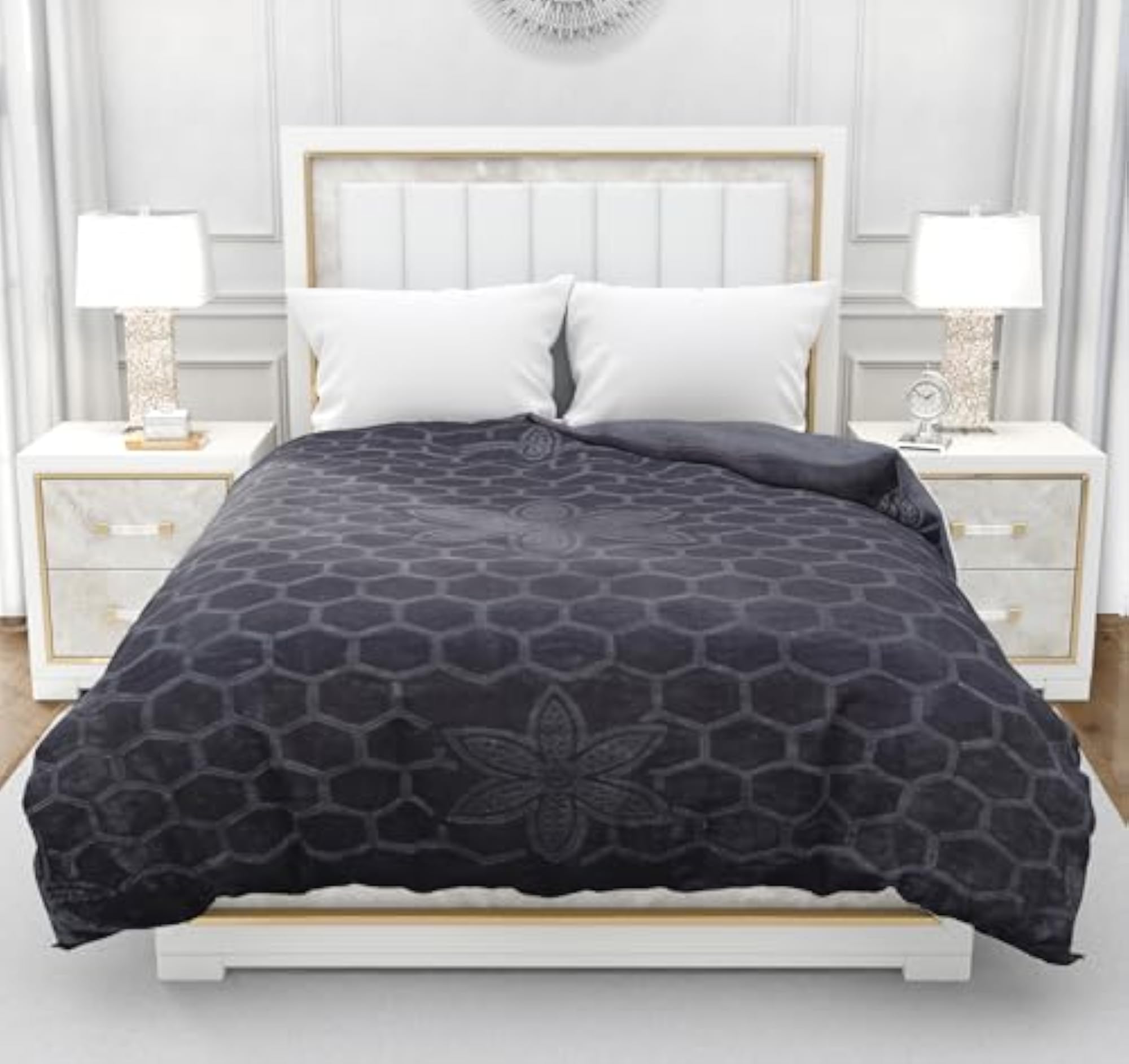 Mink Floral Embossed Super Soft Velvet Blanket for Winter