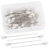Tamaño y contenido:Alfileres con cabeza de perla en forma de lágrima:aproximadamente 5.5cm (2.17 pulgadas) de largo, cuenta:7.5 x 5mm (0.3 x 0.2 pulgadas), pin:0.7mm , 100 pcs; Viene con 1 caja de plástico para ayudarte a organizarla.