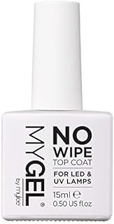 MYGEL by Mylee Nail Gel Polish No-Wipe Top Coat 15ml, UV/LED Soak-Off Nail Art Manicure Pedicure for Professional, Salon & Home Use, Long Lasting, Easy to Apply, No Chips, Durable & Safe