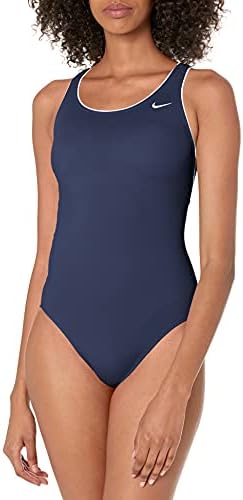Nike Swim Women's Standard Solid Powerback One Piece Swimsuit, Midnight Navy, Medium