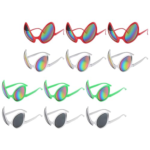 BESPORTBLE 12pcs Halloween Alien Glasses Plastic Alien Sunglasses Halloween Alien Costume Accessories Funny Costume Eyeglasses Holiday Cosplay Favors Photo Booth Props Supplies