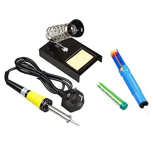 4 Piece Soldering Iron Tool Kit 30W Iron Stand Desoldering Pump and Solder Hobby DIY