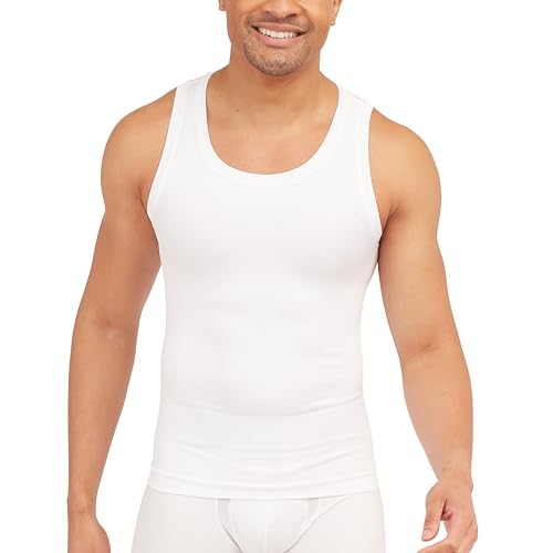SPANX Mens Ultra Sculpt Seamless Tank - Mens Compression T-Shirt - Flattering Daily Support - Breathable & Sweat Wicking - Bright White - XX-Large - 1-Pack