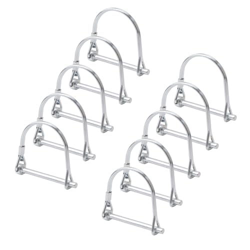 INCREWAY 10 pasadores de bloqueo de alambre, pasador de bloqueo de eje de acero al carbono, pasador de bloqueo de alambre redondo para césped de granja (M5 x 50)