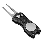 BettGolf Golf Divot Repair Tool with Pop-up Button & Magnetic Ball Marker Pitch Mark, Lightweight, Portable, Mini Divot Repair Tool, Best Choice for Professional Golfers (Black(104))