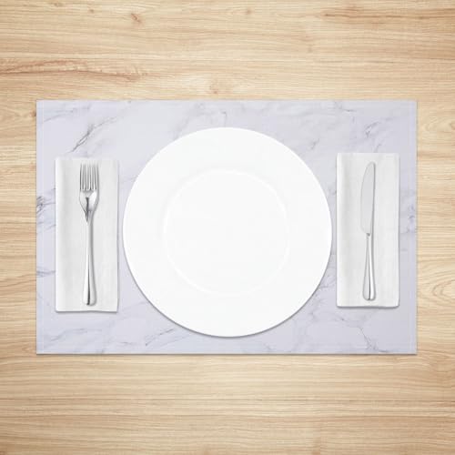 White Marble Placemats Set of 4 12x18 Inch Gray Abstract Design Place Mats for Kitchen Dining Room Table Mats Home Decor by Kzzfqxb - Used condition - Image 5