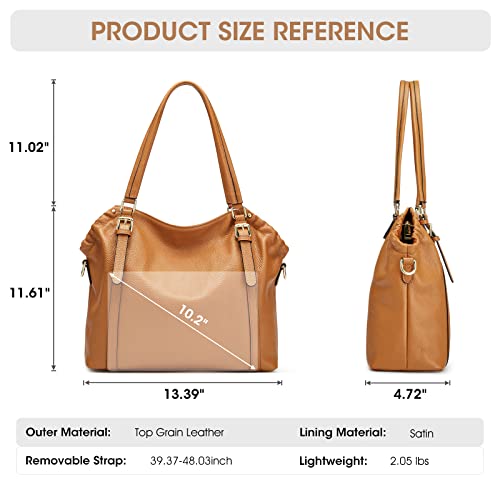Kattee Women Genuine Leather Soft Totes Shoulder Hobo Purses And Handbags Top Handle Bags (Brown) #TOP2