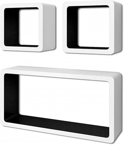 Miniatura 4 de Estantes de cubo de pared, 6 unidades, blanco y negro, para baño, dormitorio, sala de estar, cocina, decoración de cuarto de servicio