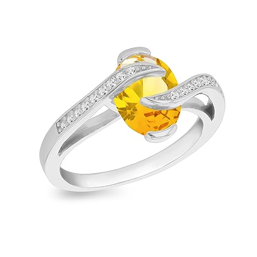 Bague croisée en argent sterling rhodié anti-ternissement sertie d'une zircone ovale éclatante