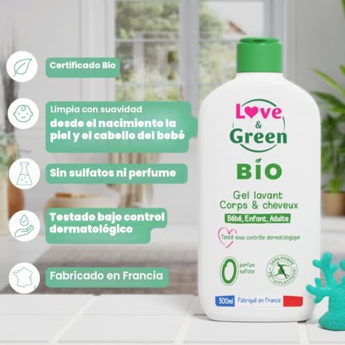 Miniatura 4 de Love Green Tb4007 Gel Lavant Cuerpo Cabello Bio 0 500 Ml