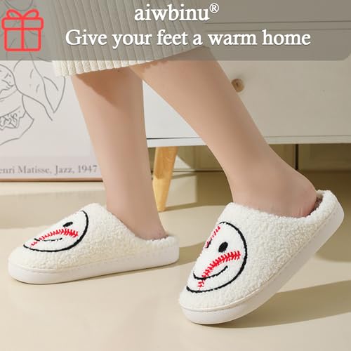 Heart/Happy Face Slippers for Women,Cute Indoor Memory Foam Slip,White Curly Soft Plush,Warm Winter Gift,Prime membership low prices2