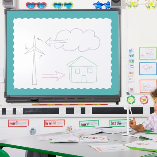 Image of Whaline 65.6 Ft Purple Blue Bulletin Board Borders 4 Rolls Purple Blue Die-Cut Bulletin Board Trim for Back to School Classroom Office Chalkboard Decoration