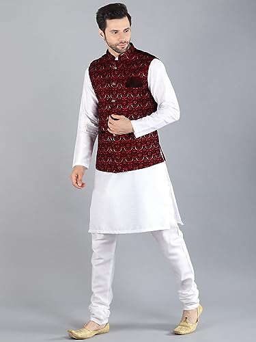 Image of Uri and MacKenzie Men's Silk Blend Kurta Pajama with Designer Ethnic Nehru Jacket /Modi Jacket