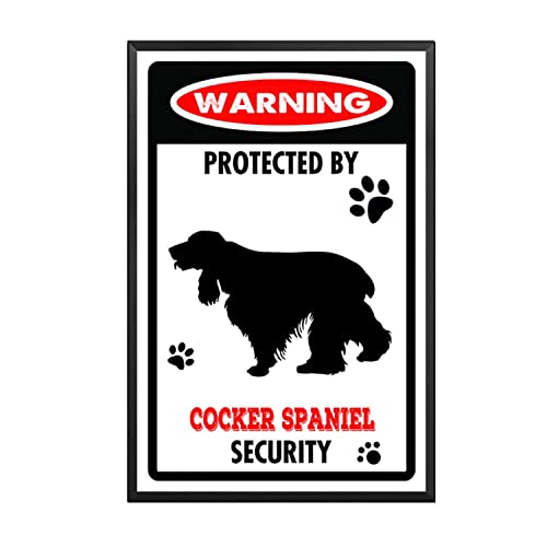 YNRBGDFR – Panneau d'avertissement en métal avec cocker épagneul, panneau d'avertissement de chien en métal en aluminium pour décoration murale extérieure, panneau de cour, décoration d'intérieur