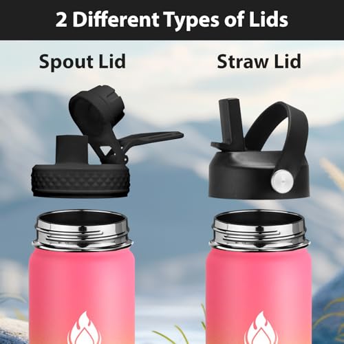 Image of SENDESTAR Insulated Water Bottle 24 OZ, Wide Mouth 24 oz Water Bottle with Straw Lid, Spout Lid, Double Wall Vacuum Stainless Steel Leak Proof, Keeps Liquids Hot or Cold