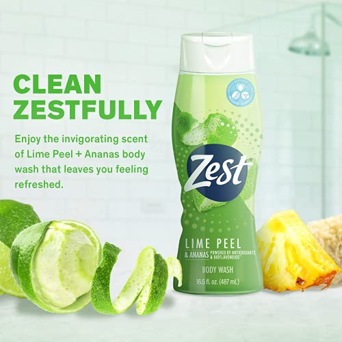 Zest Lime Peel And Ananas Body Wash - Invigorating And Energizing Ingredients Refresh, Moisturize And Soothe Your Skin - 16.5 Fl Oz - Pack Of 6 #TOP1