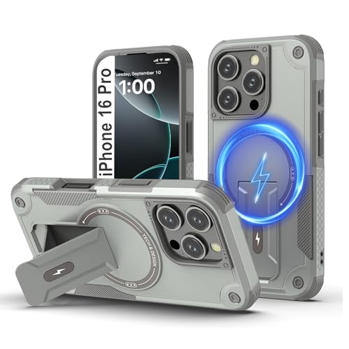Coque pour iPhone 16 Pro magnétique antichoc MagSafe coque de téléphone robuste gris