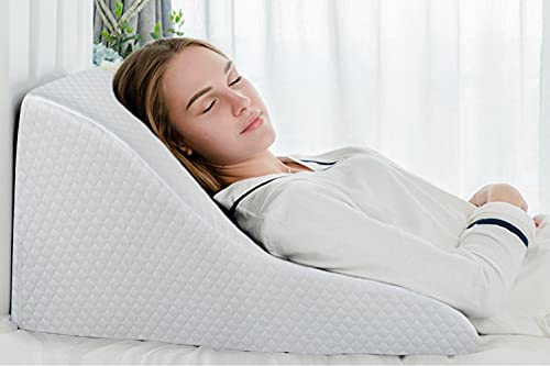 Angqi Wedge Pillows For Sleeping, Incline Pillow, Bed Wedge Pillow For Anti Snore, Acid Reflux - Elevated Pillow, Tv Pillow, Back Pillows For Sitting In Bed With Breathable Removable Cover - White #TOP28
