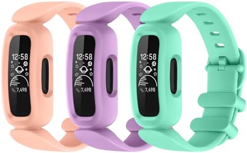 3 Pack Ace 3 Bands Compatible with Fitbit Ace 3 Straps for Kids Boys Girls, Soft Skin-Friendly Breathable Colorful Ace 3 Bands for Kids Watch Band Wrist Strap Bracelet Accessories for Fitbit Ace 3
