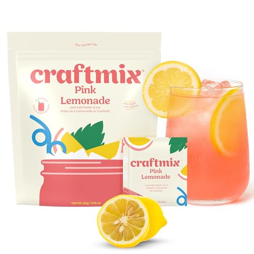 Craftmix Pink Lemonade Mix, Single-Serve Drink Mix Packets, 12 Pack