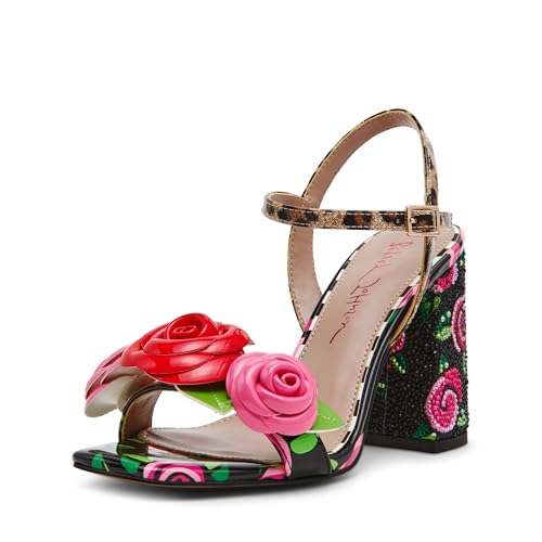 Betsey Johnson Women's Krystle Heeled Sandal, Black Rose, 6.5 by Betsey Johnson - Used condition - US$48.10