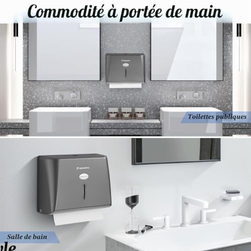 Modunful Distributeur de serviettes en papier mural sans contact sans perçage haute capacité pli en Z pli en C pli multiple distributeur support de serviettes en papier pour salle de bain, cuisine – vue 8